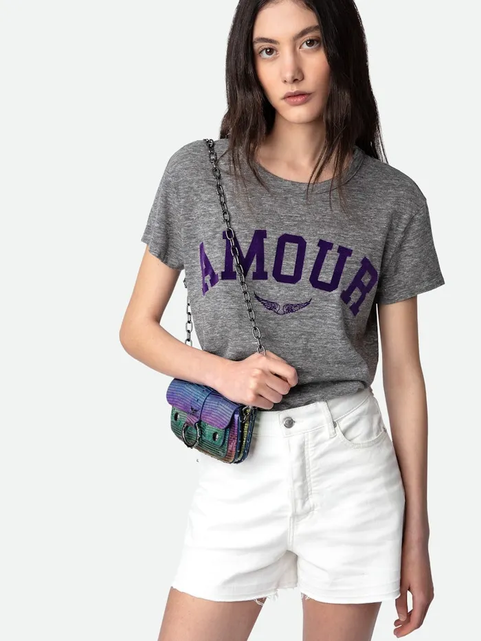 Women Zadig and Voltaire TShirts Walk Amour Tshirt Gris Chine