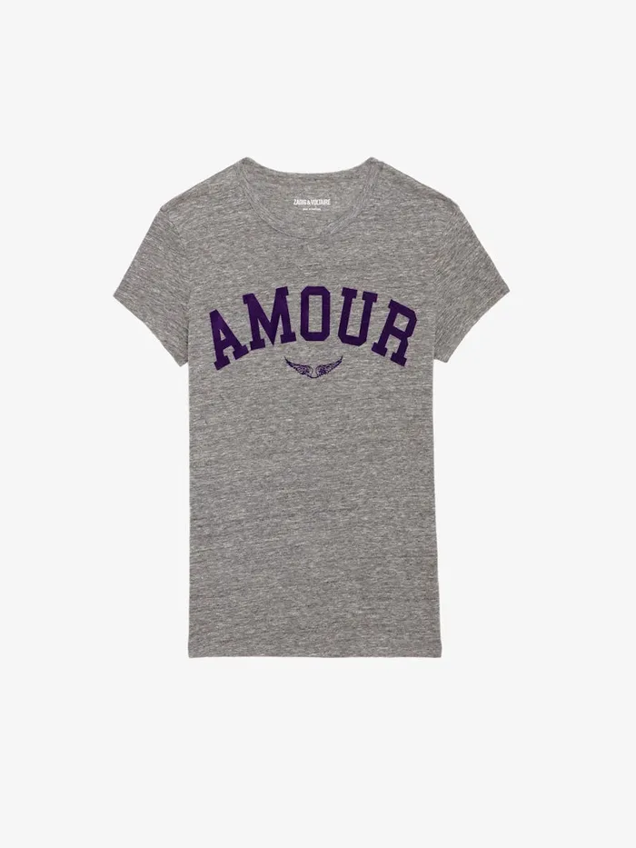 Women Zadig and Voltaire TShirts Walk Amour Tshirt Gris Chine