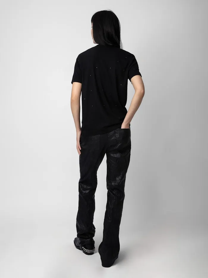 Women Zadig and Voltaire TShirts Wassa Diamant Tshirt Black
