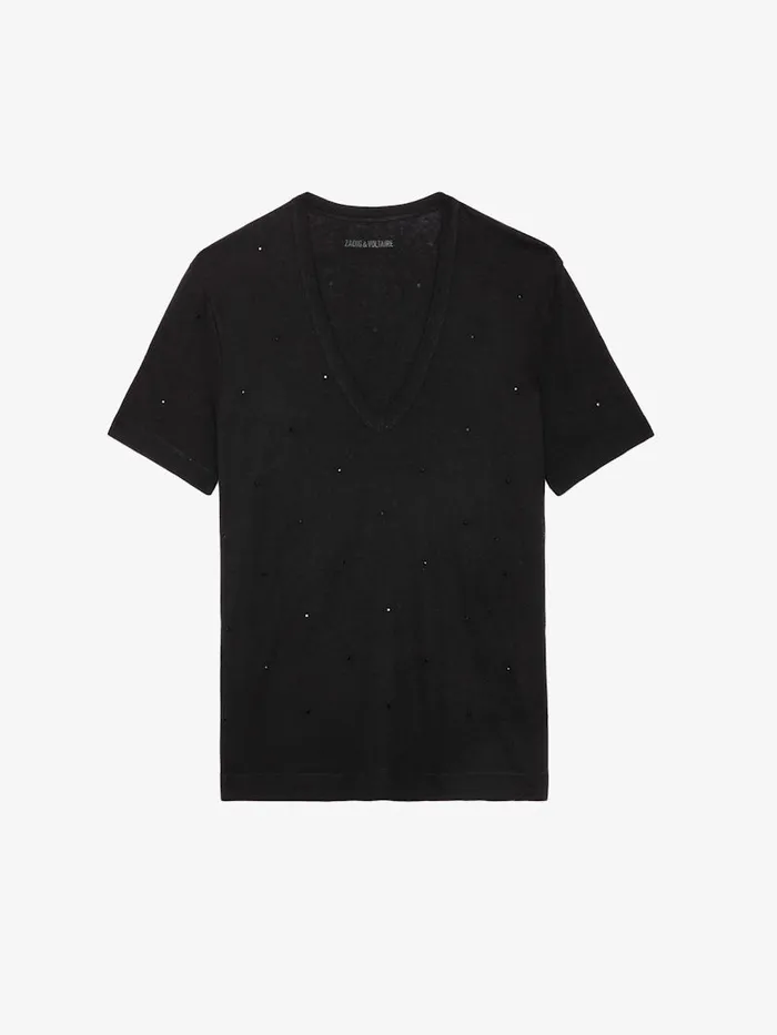 Women Zadig and Voltaire TShirts Wassa Diamant Tshirt Black
