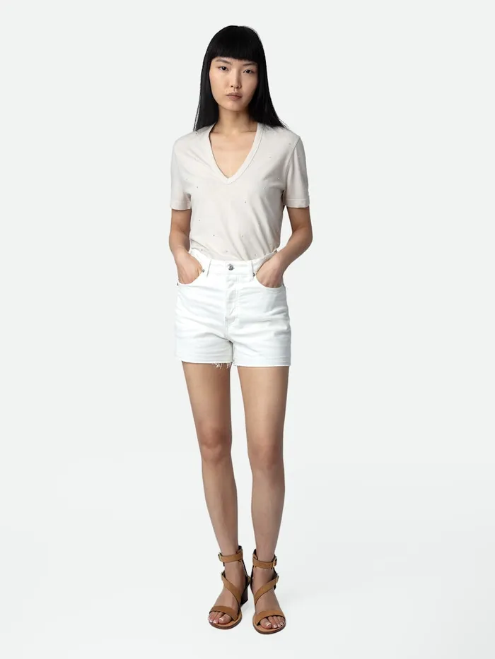 Women Zadig and Voltaire TShirts Wassa Diamant Tshirt Petale