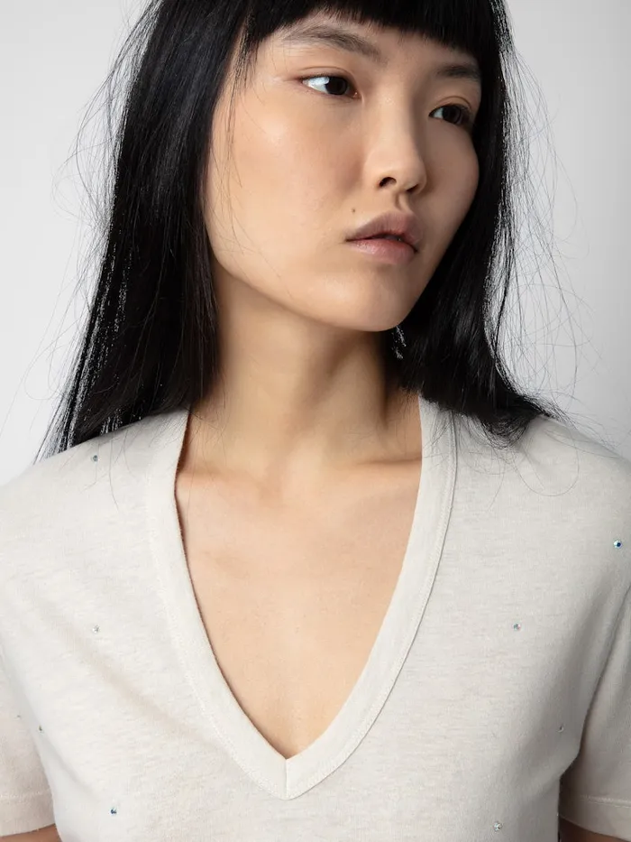 Women Zadig and Voltaire TShirts Wassa Diamant Tshirt Petale