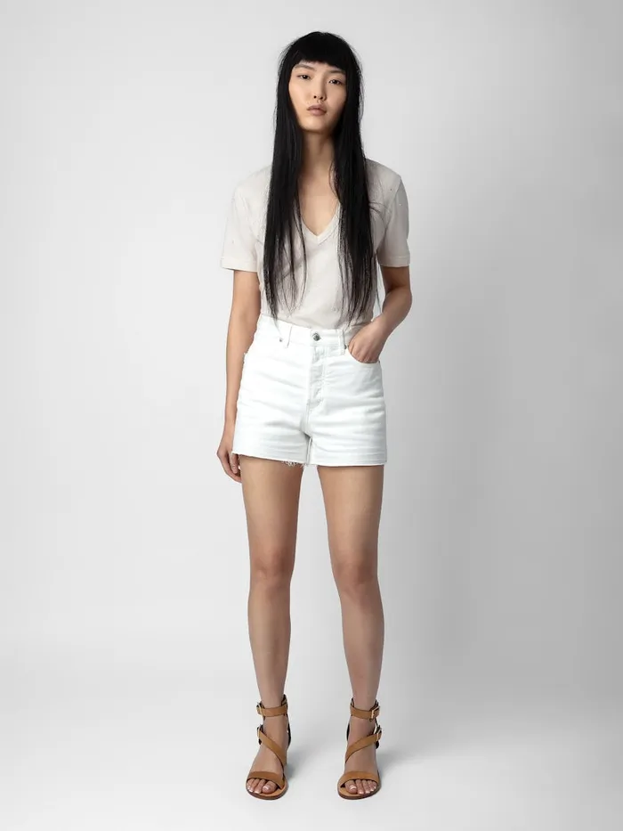 Women Zadig and Voltaire TShirts Wassa Diamant Tshirt Petale