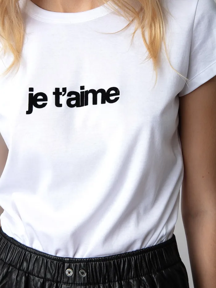 Women Zadig and Voltaire TShirts Woop Je Taime Tshirt White