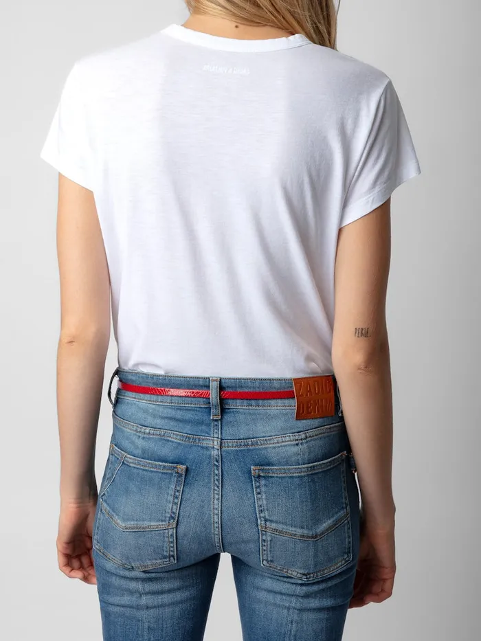 Women Zadig and Voltaire TShirts Woop Kiss My Ass Tshirt White
