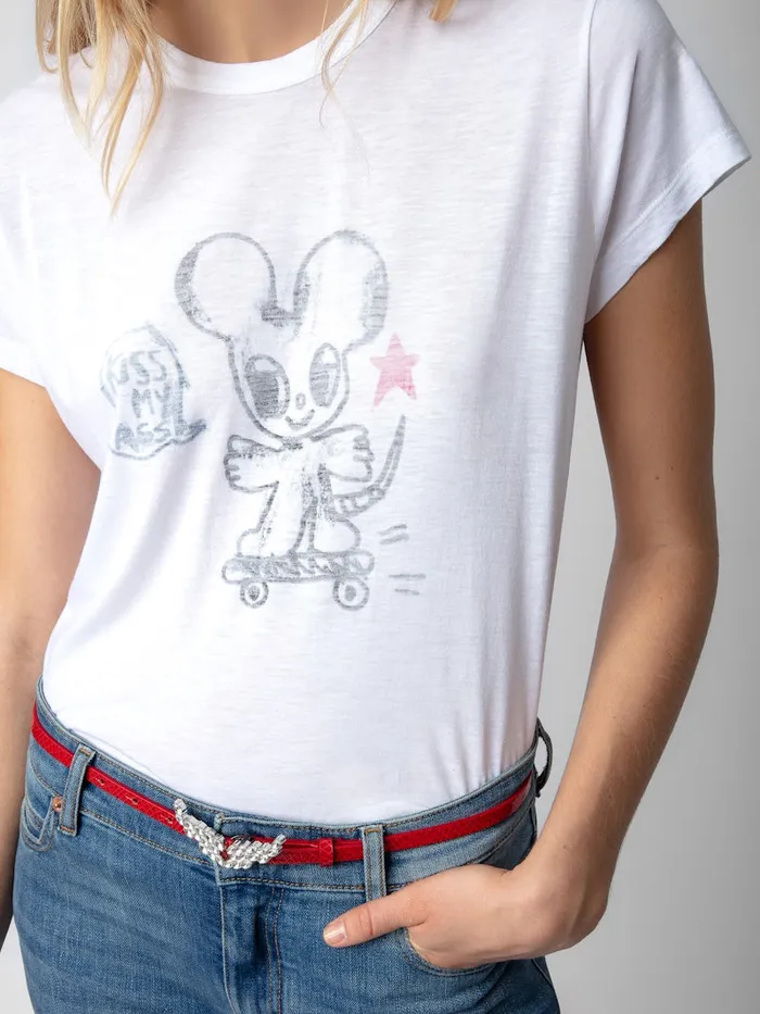 Women Zadig and Voltaire TShirts Woop Kiss My Ass Tshirt White