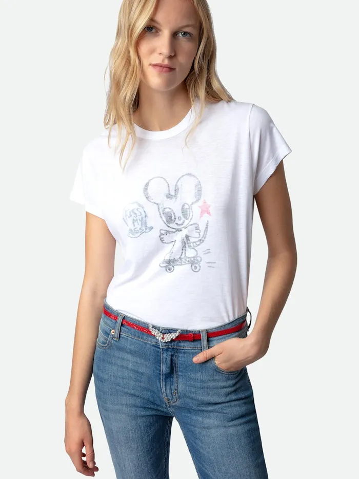 Women Zadig and Voltaire TShirts Woop Kiss My Ass Tshirt White