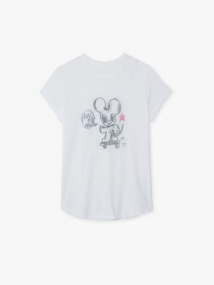 Women Zadig and Voltaire TShirts Woop Kiss My Ass Tshirt White