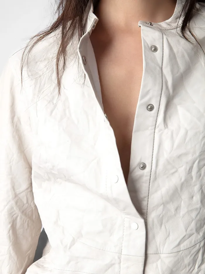 Women Zadig and Voltaire Tops and Shirts Chic Crinkled Leather Shirt Judo