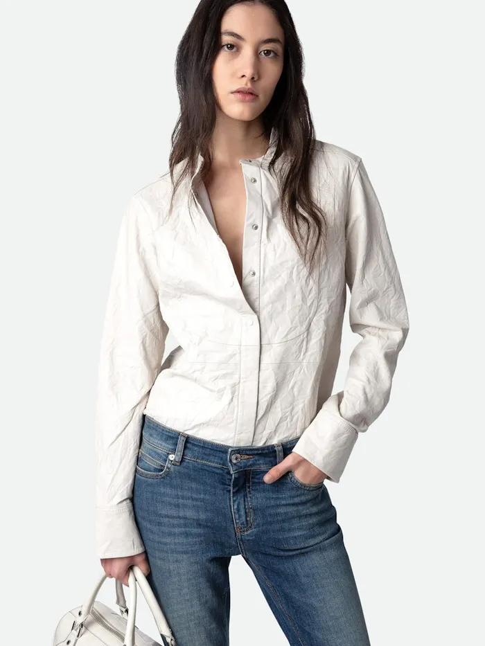 Women Zadig and Voltaire Tops and Shirts Chic Crinkled Leather Shirt Judo