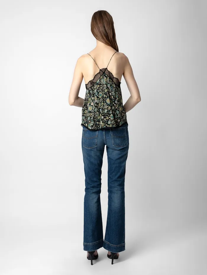Women Zadig and Voltaire Tops and Shirts Christy Diamant Silk Camisole Black