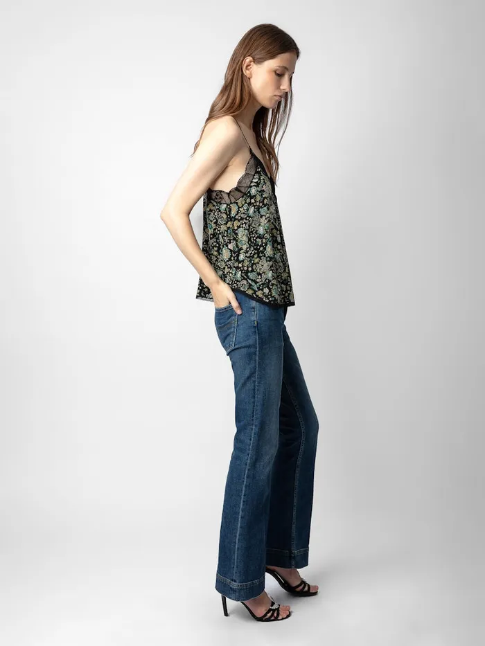 Women Zadig and Voltaire Tops and Shirts Christy Diamant Silk Camisole Black
