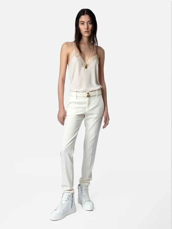 Women Zadig and Voltaire Tops and Shirts Christy Silk Camisole Ecru