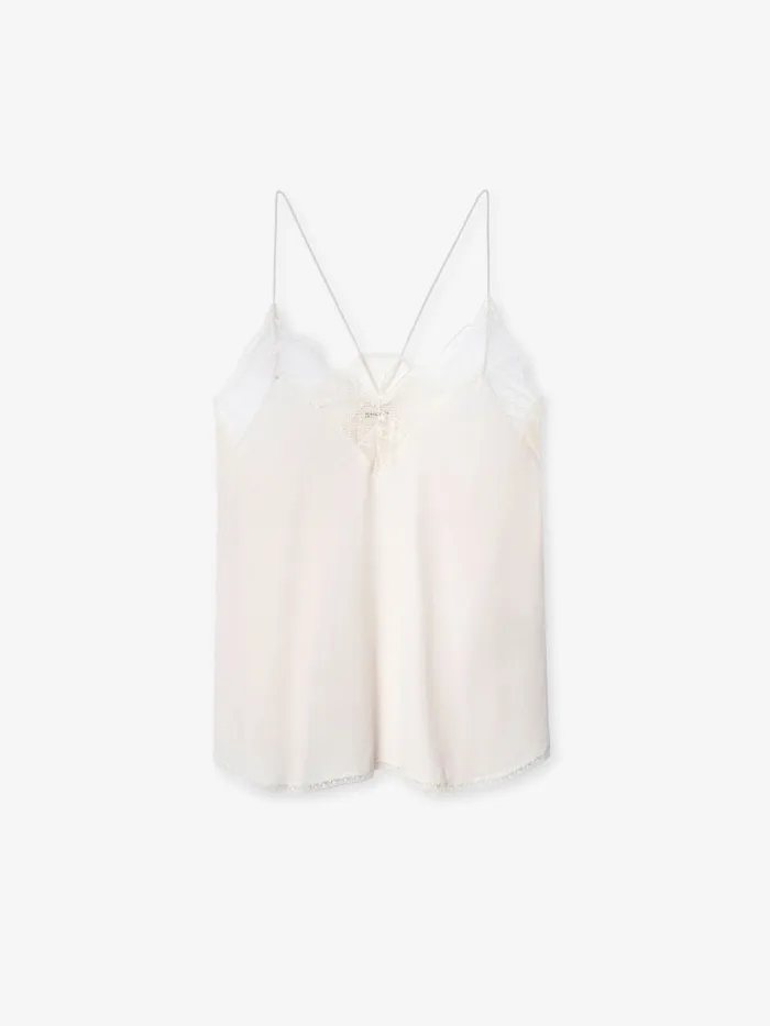 Women Zadig and Voltaire Tops and Shirts Christy Silk Camisole Ecru