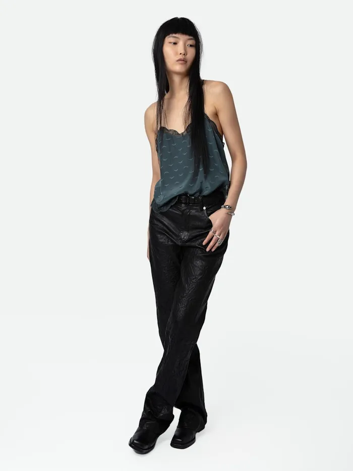 Women Zadig and Voltaire Tops and Shirts Claudy Silk Jacquard Camisole Nori