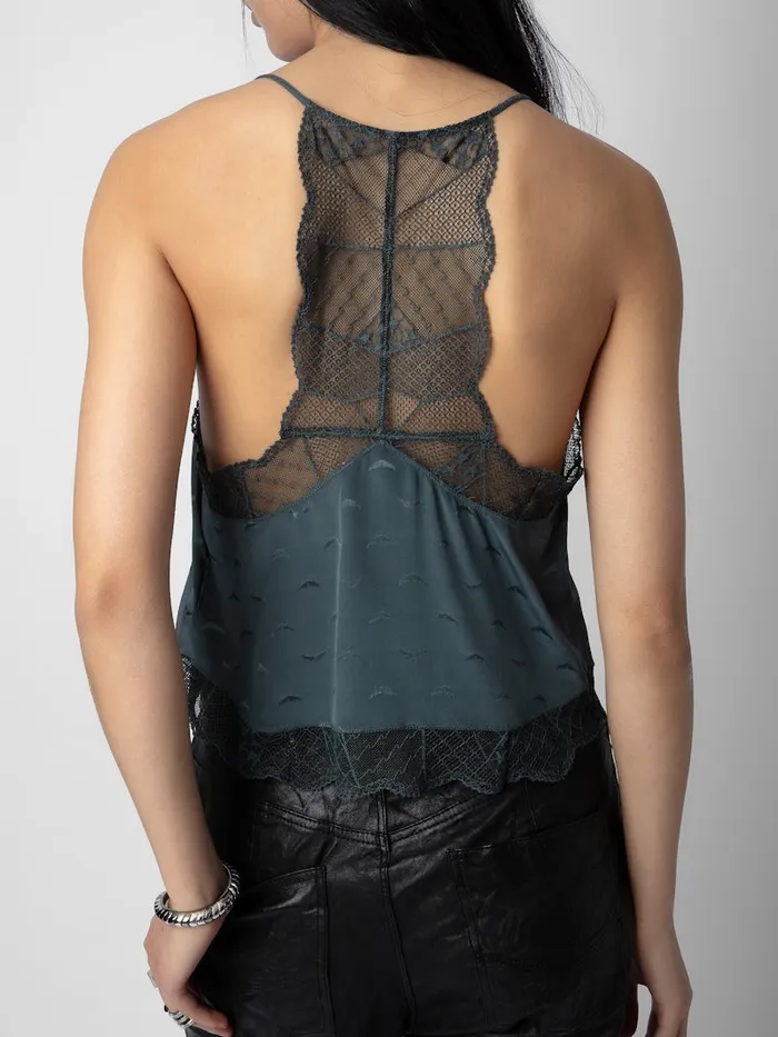 Women Zadig and Voltaire Tops and Shirts Claudy Silk Jacquard Camisole Nori