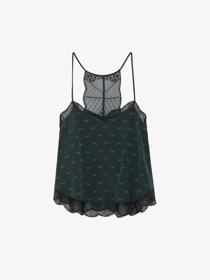 Women Zadig and Voltaire Tops and Shirts Claudy Silk Jacquard Camisole Nori
