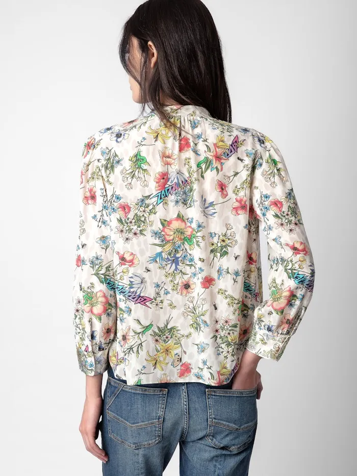 Women Zadig and Voltaire Tops and Shirts Tadeo Diamant Silk Blouse Vanille