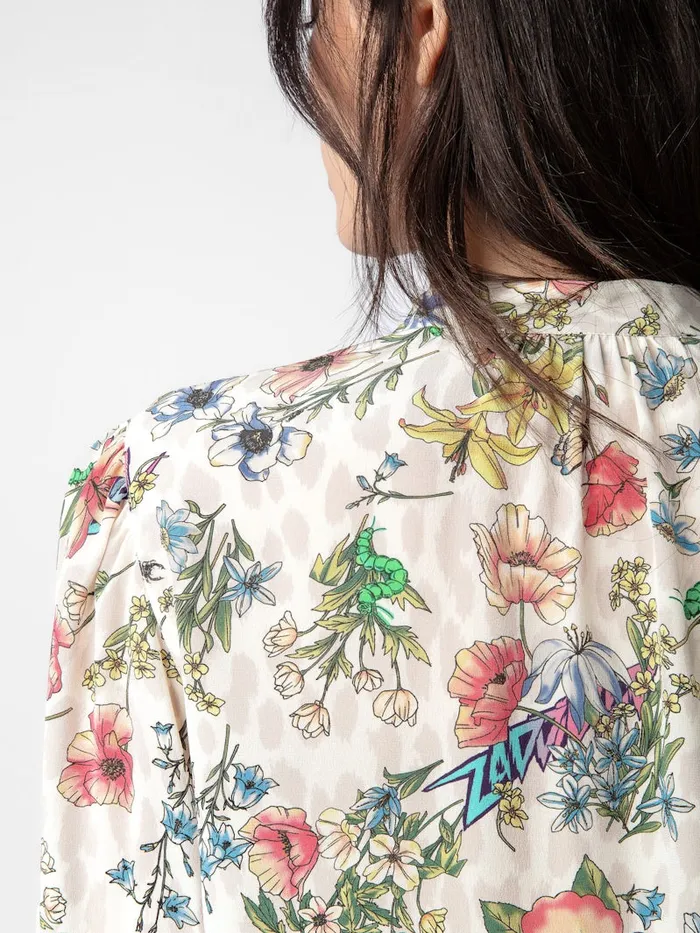 Women Zadig and Voltaire Tops and Shirts Tadeo Diamant Silk Blouse Vanille