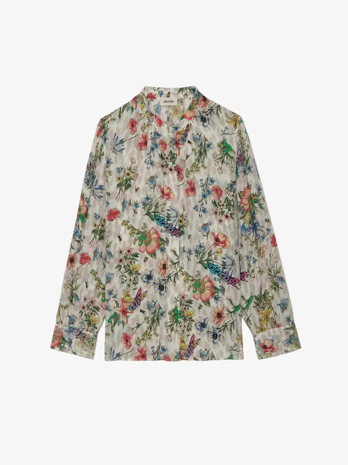 Women Zadig and Voltaire Tops and Shirts Tadeo Diamant Silk Blouse Vanille
