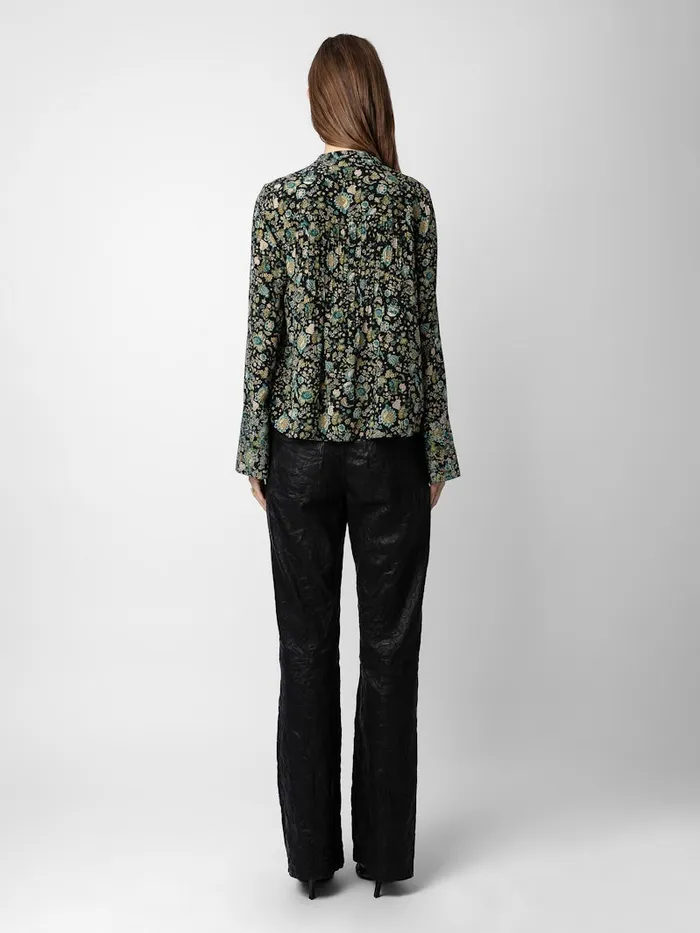Women Zadig and Voltaire Tops and Shirts Taika Diamant Silk Blouse Black