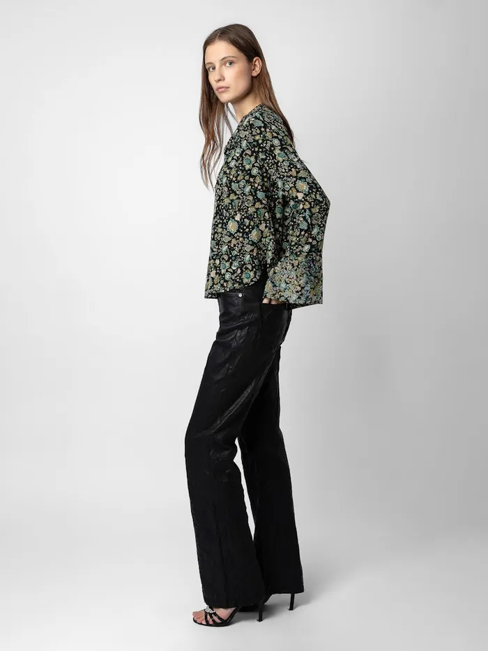 Women Zadig and Voltaire Tops and Shirts Taika Diamant Silk Blouse Black