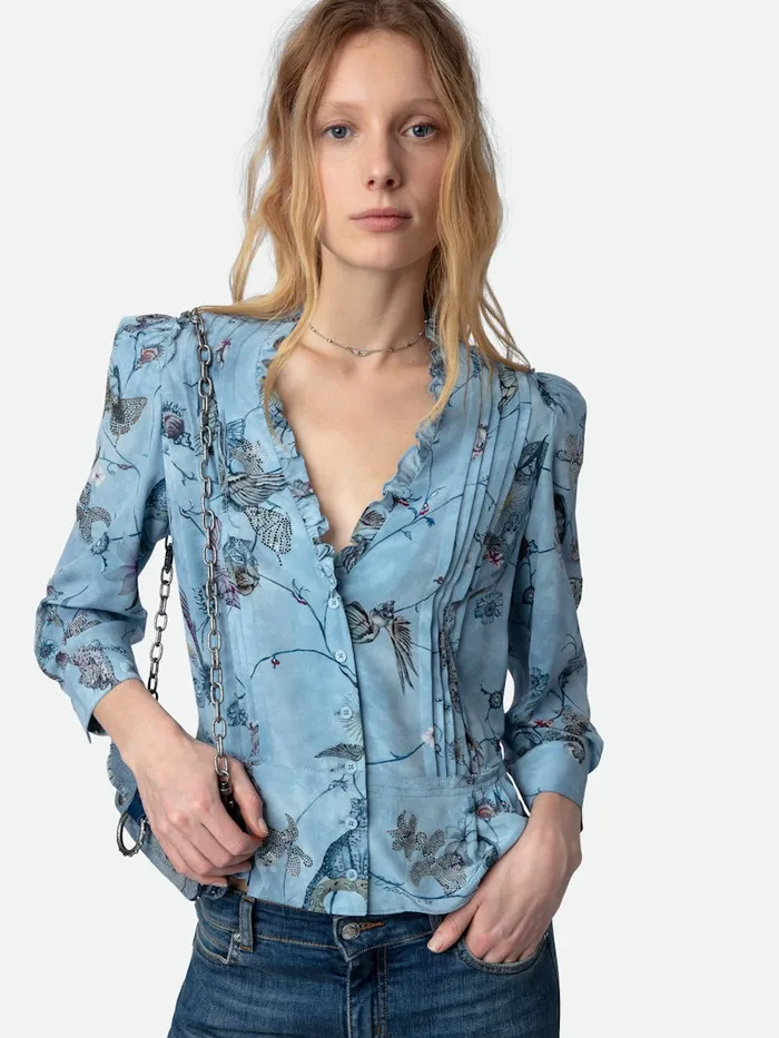 Women Zadig and Voltaire Tops and Shirts Talixia Diamant Blouse Glacier
