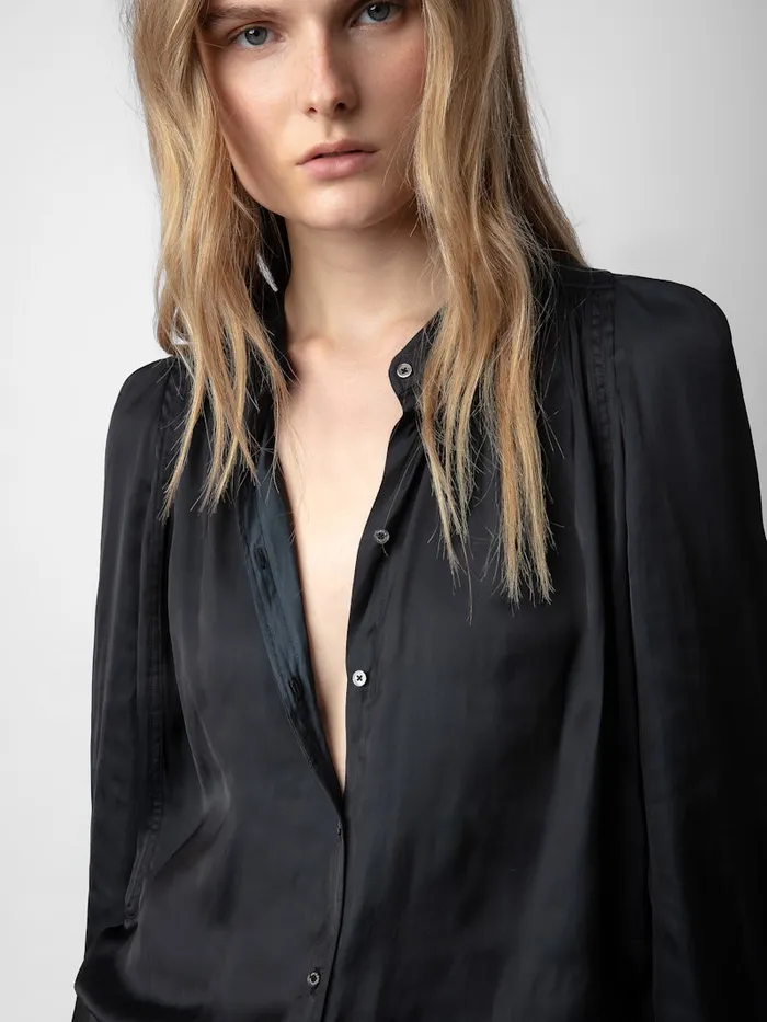 Women Zadig and Voltaire Tops and Shirts Tchin Satin Blouse Black