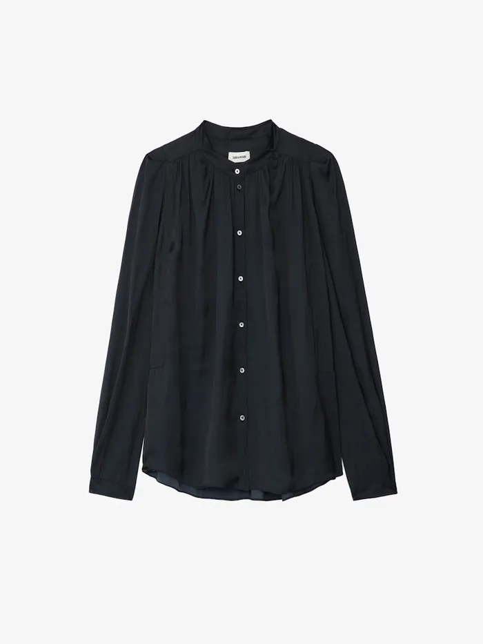 Women Zadig and Voltaire Tops and Shirts Tchin Satin Blouse Black
