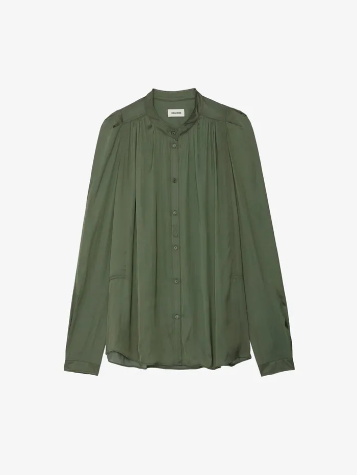 Women Zadig and Voltaire Tops and Shirts Tchin Satin Blouse Used Kaki