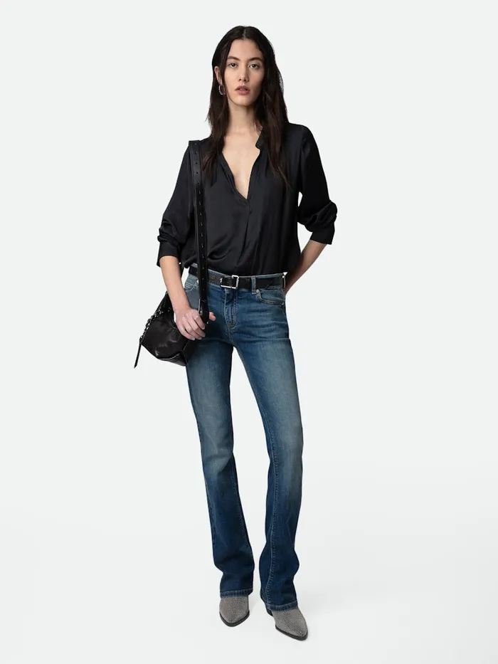 Women Zadig and Voltaire Tops and Shirts Tink Satin Tunic Black