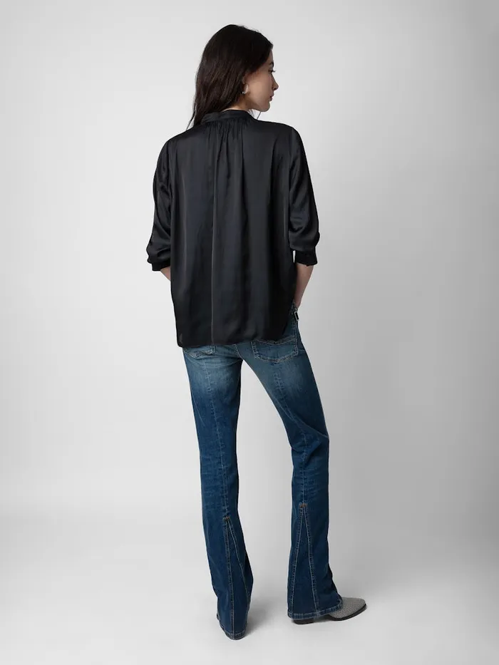 Women Zadig and Voltaire Tops and Shirts Tink Satin Tunic Black