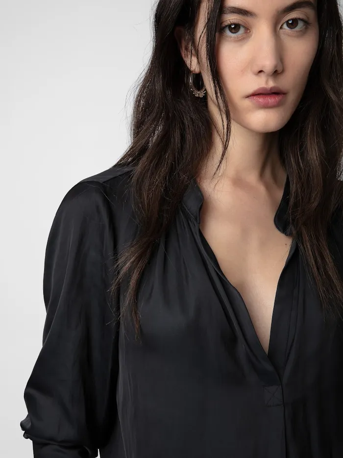 Women Zadig and Voltaire Tops and Shirts Tink Satin Tunic Black