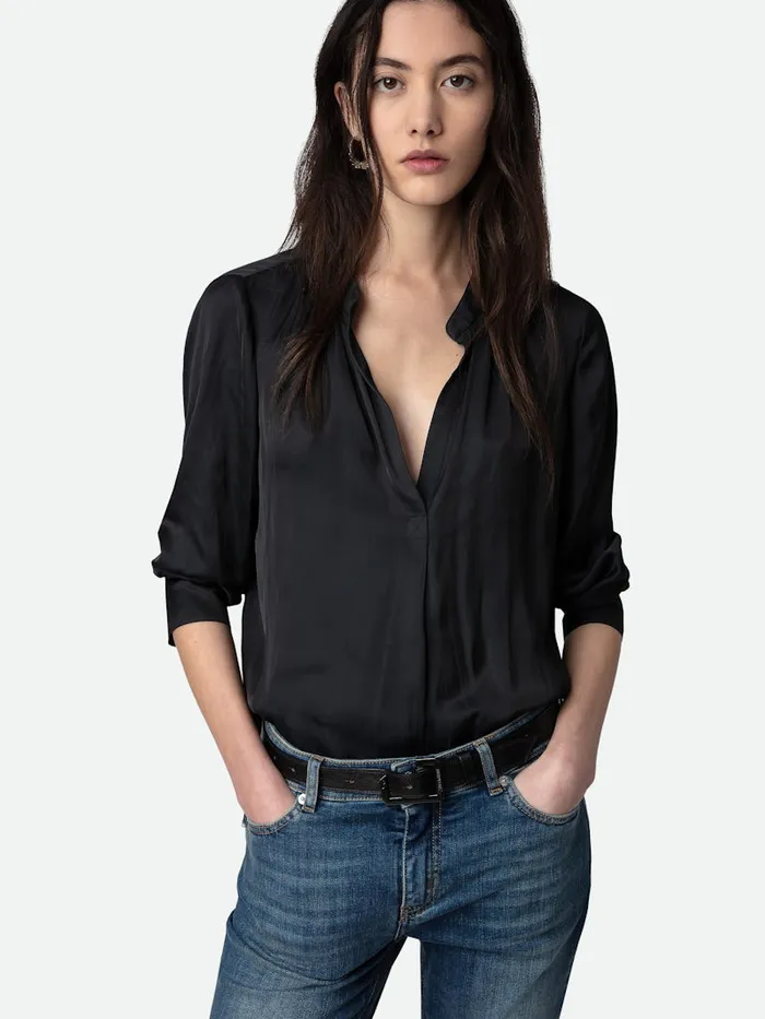 Women Zadig and Voltaire Tops and Shirts Tink Satin Tunic Black