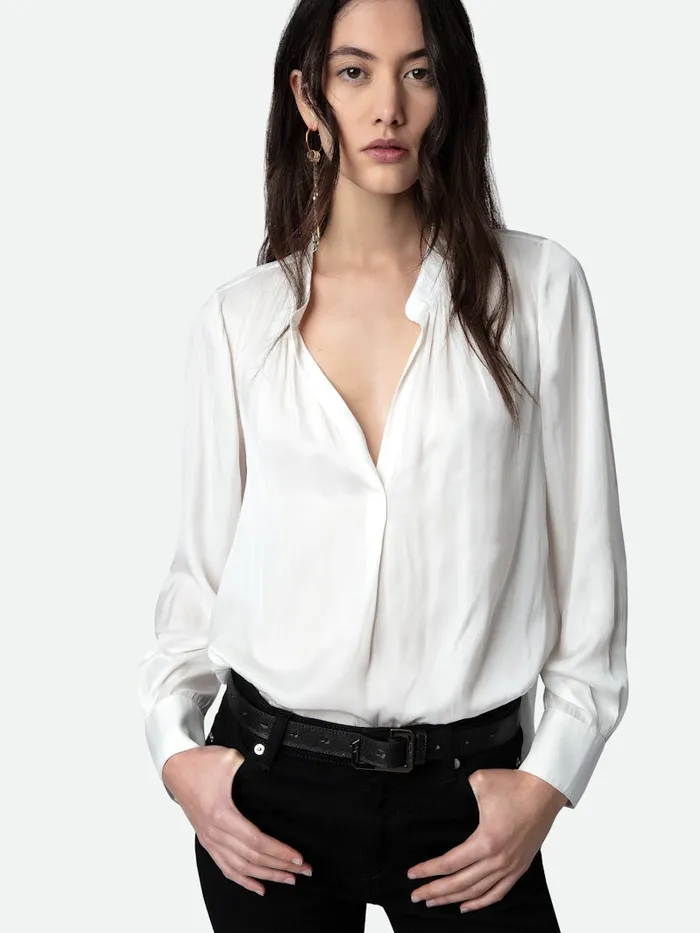 Women Zadig and Voltaire Tops and Shirts Tink Satin Tunic White