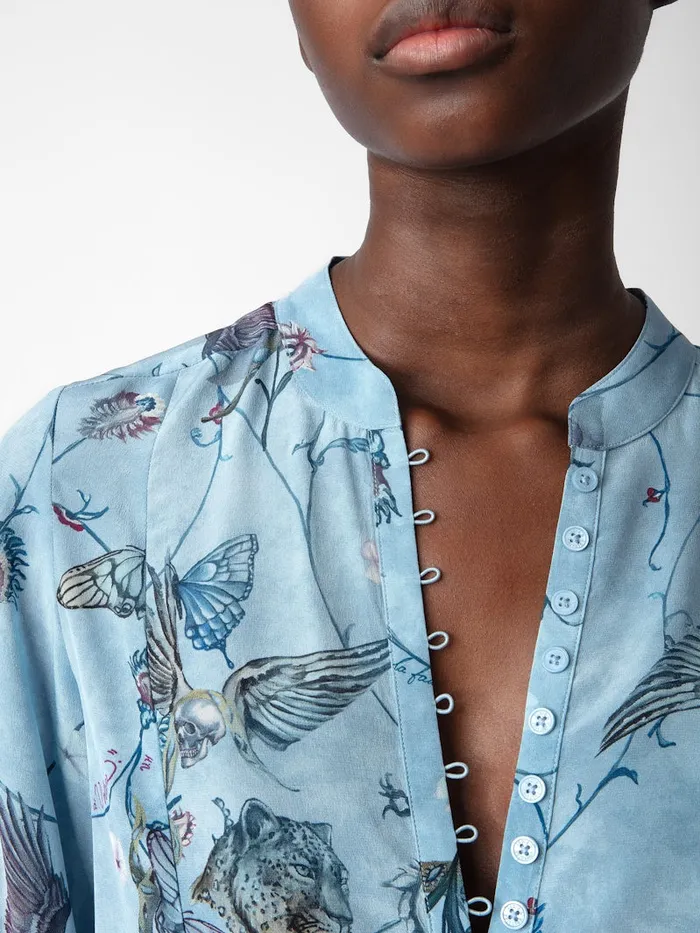 Women Zadig and Voltaire Tops and Shirts Twina Silk Blouse Glacier