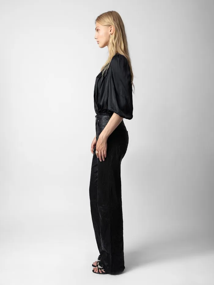 Women Zadig and Voltaire Tops and Shirts Tyfon Satin Top Black