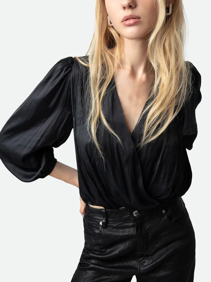 Women Zadig and Voltaire Tops and Shirts Tyfon Satin Top Black
