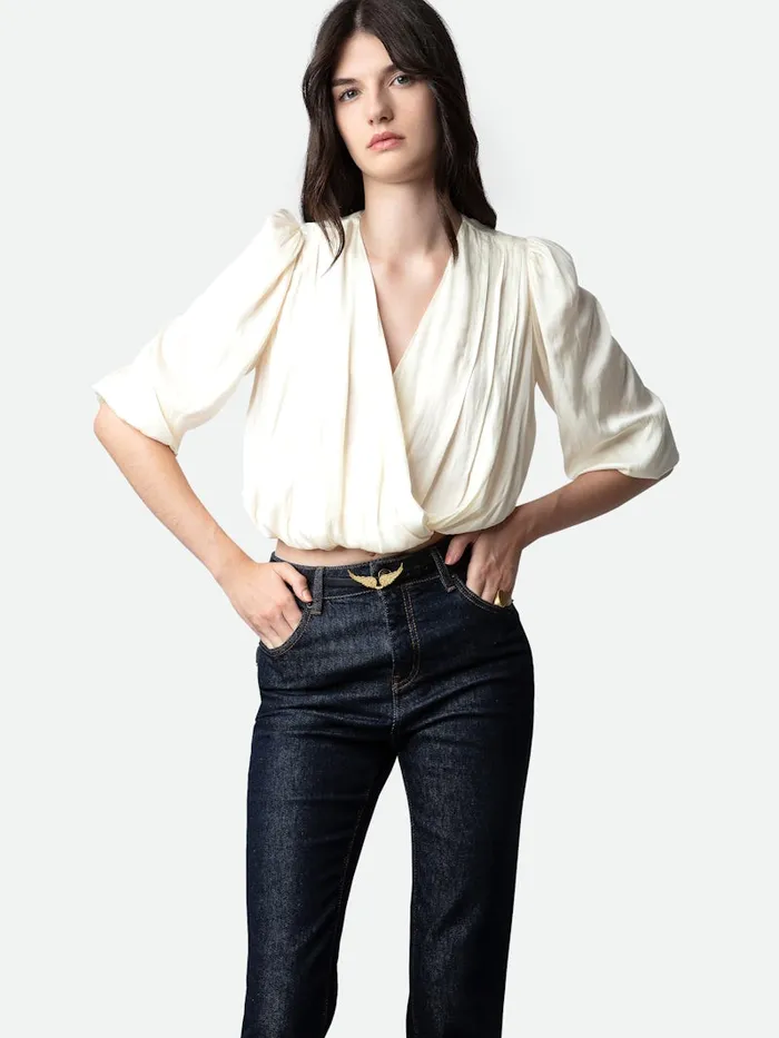 Women Zadig and Voltaire Tops and Shirts Tyfon Satin Top Sugar