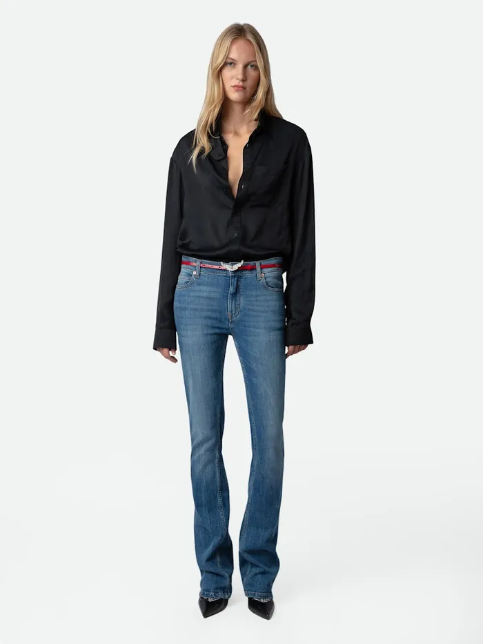 Women Zadig and Voltaire Tops and Shirts Tyrone Satin Shirt Black