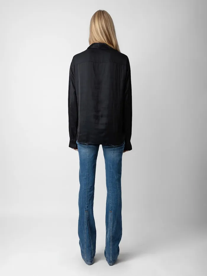 Women Zadig and Voltaire Tops and Shirts Tyrone Satin Shirt Black