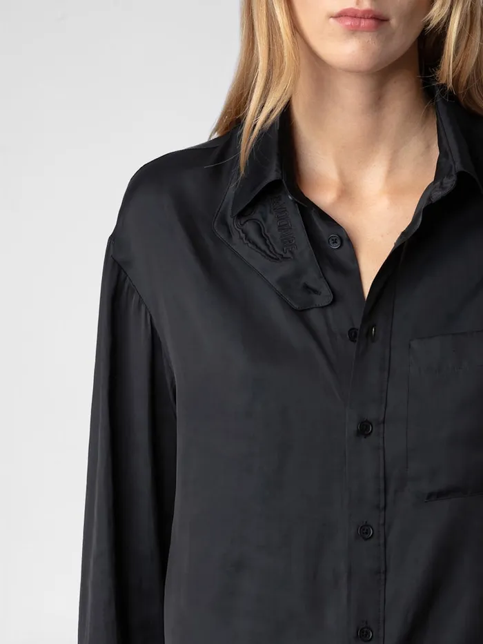 Women Zadig and Voltaire Tops and Shirts Tyrone Satin Shirt Black