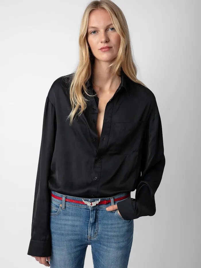 Women Zadig and Voltaire Tops and Shirts Tyrone Satin Shirt Black