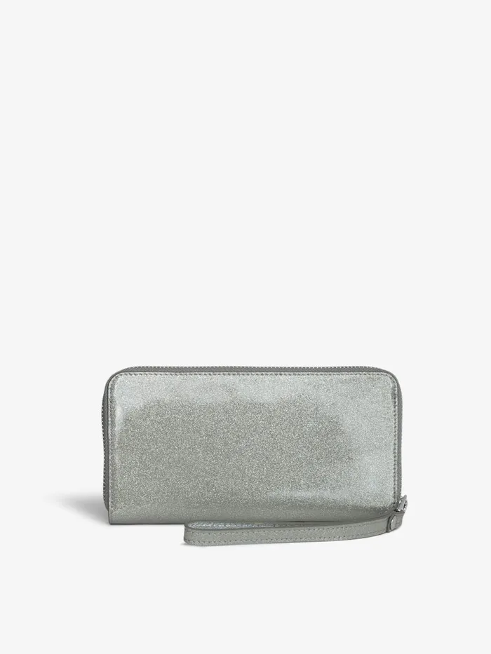 Women Zadig and Voltaire Wallets and Leather Goods Compagnon Infinity Patent Wallet Silver