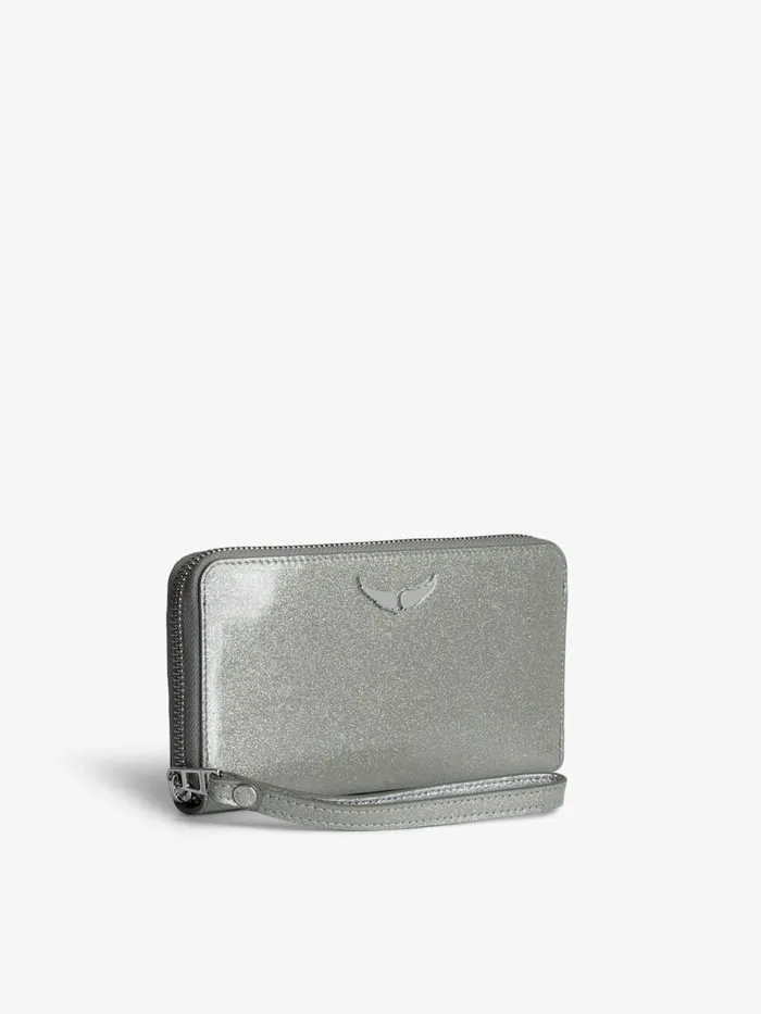 Women Zadig and Voltaire Wallets and Leather Goods Compagnon Infinity Patent Wallet Silver
