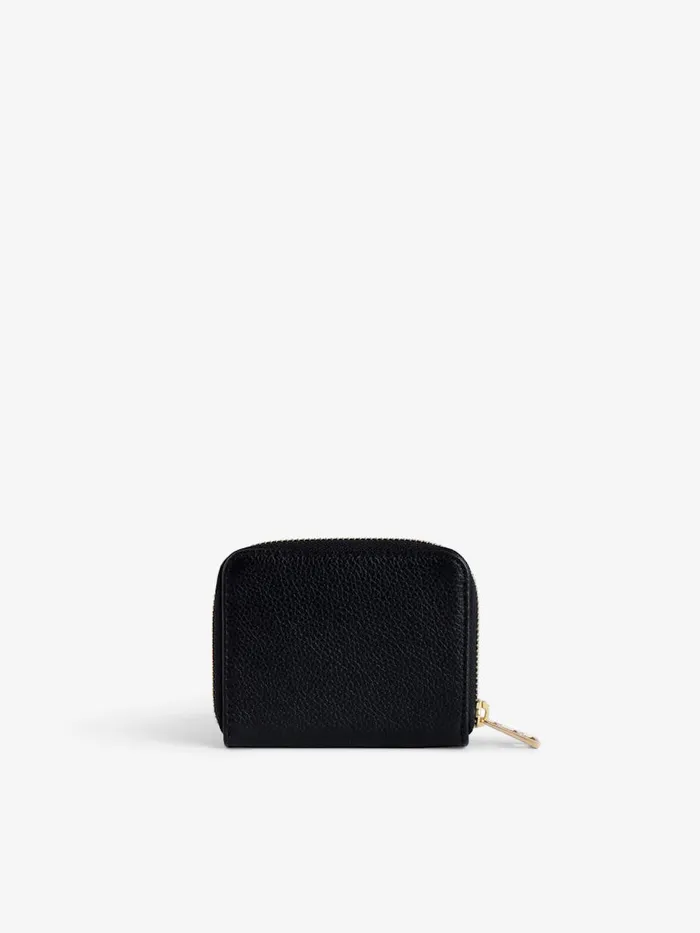 Women Zadig and Voltaire Wallets and Leather Goods Mini ZV Coin Purse Noir Gold