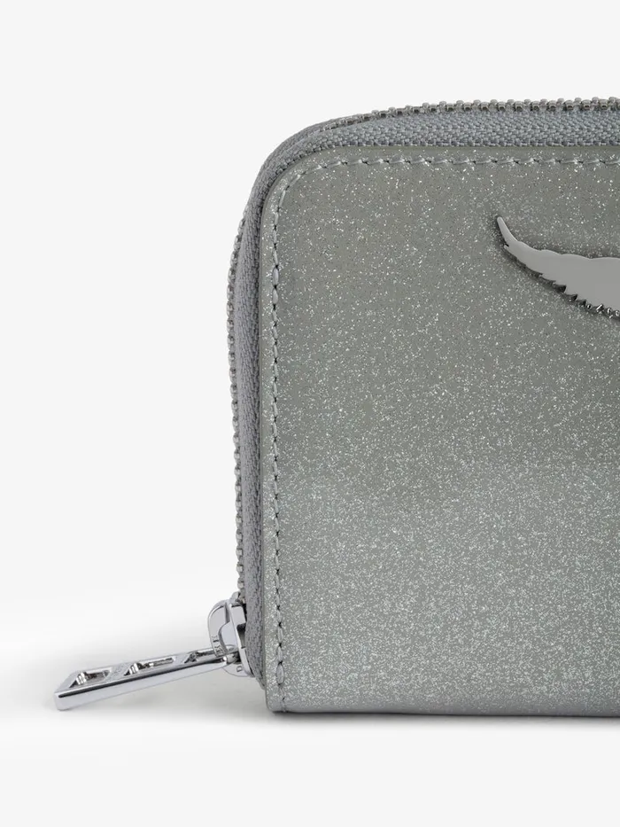 Women Zadig and Voltaire Wallets and Leather Goods Mini ZV Infinity Patent Coin Purse Silver