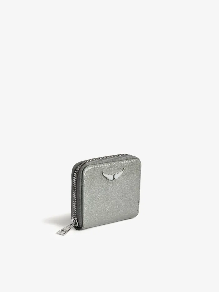 Women Zadig and Voltaire Wallets and Leather Goods Mini ZV Infinity Patent Coin Purse Silver