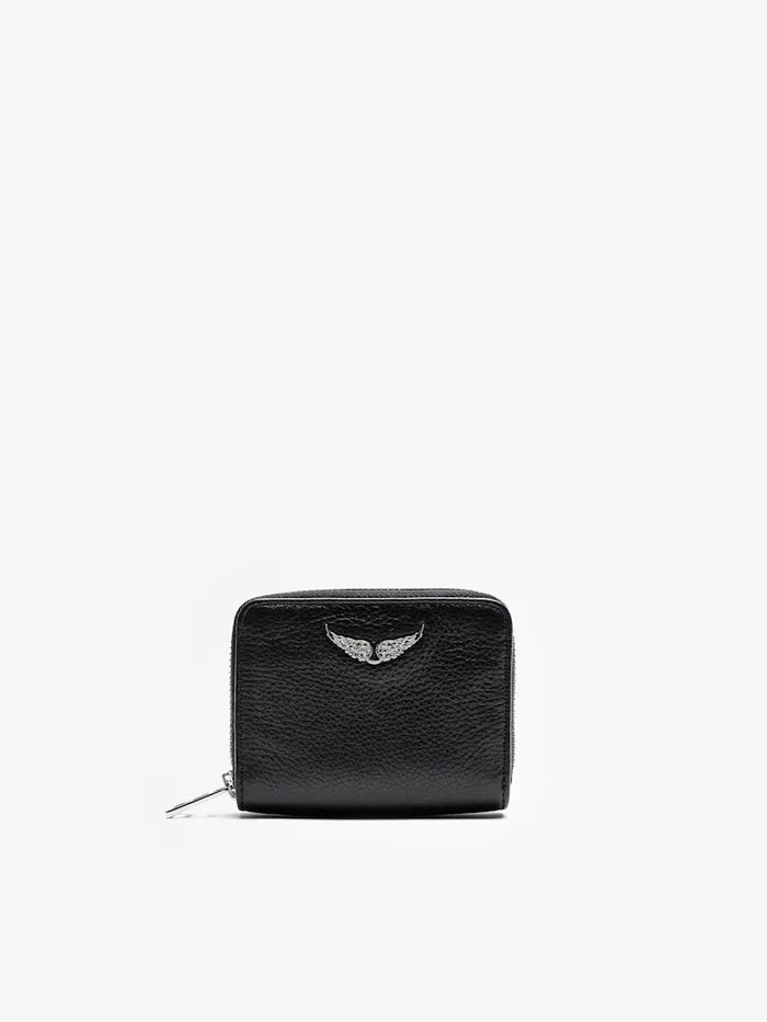 Women Zadig and Voltaire Wallets and Leather Goods Mini ZV Wallet Black