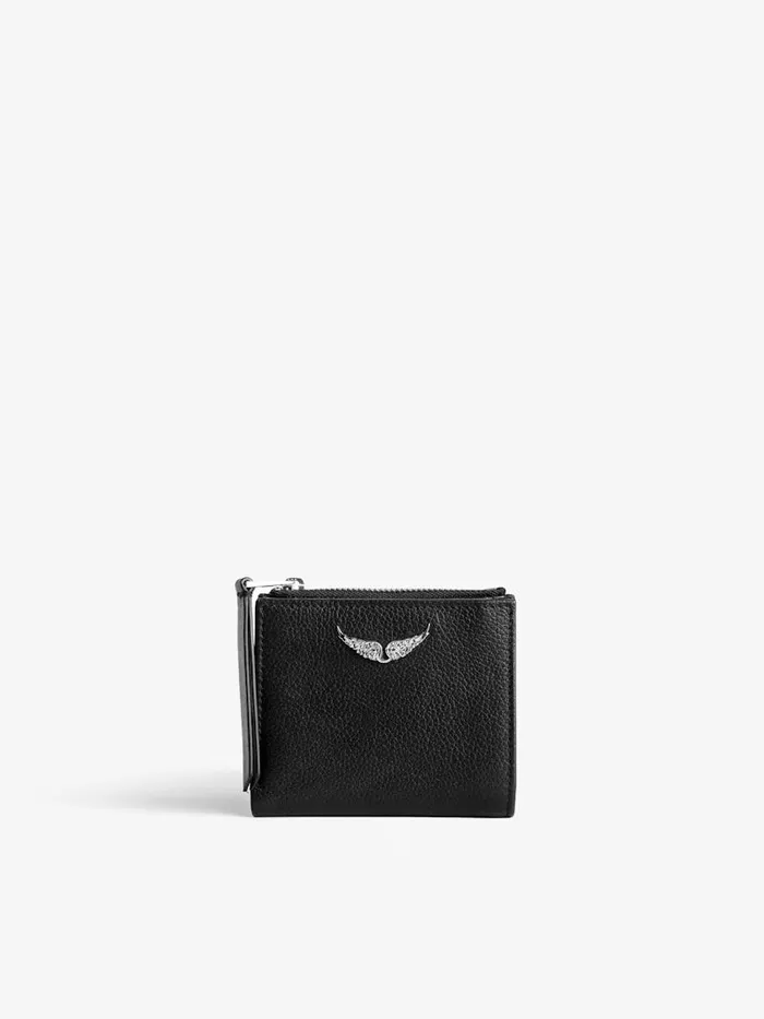 Women Zadig and Voltaire Wallets and Leather Goods ZV Fold Coin Purse Black